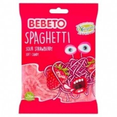 Bebeto Жувальні цукерки "Спагеті Полуниця" 80гр   12х6