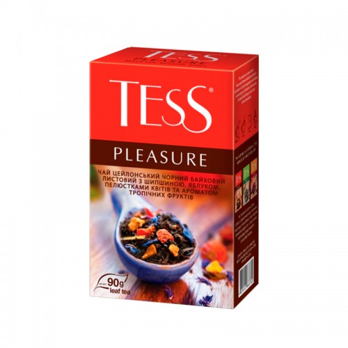 Чай цейлонський чорний байховий листовий з шипшиною, яблуком, пелюстками квітів та ароматом тропічних фруктів “ Pleasure ” TM “TESS”