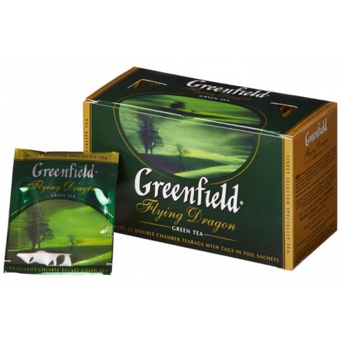 Чай китайський зелений байховий дрібний в пакетиках «Flying Dragon», 50 г ТМ «Greenfield»