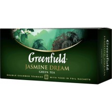 Чай китайский зеленый байховый мелкий с ароматом жасмина в пакетиках 25 шт Jasmine Dream Greenfield