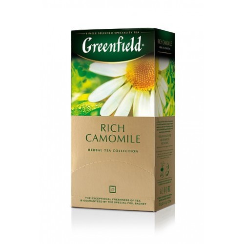 Чай травяной мелкий с ароматом яблока с корицей в пакетиках для разовой заварки «Rich Camomile», 37,5 г ТМ «Greenfield»