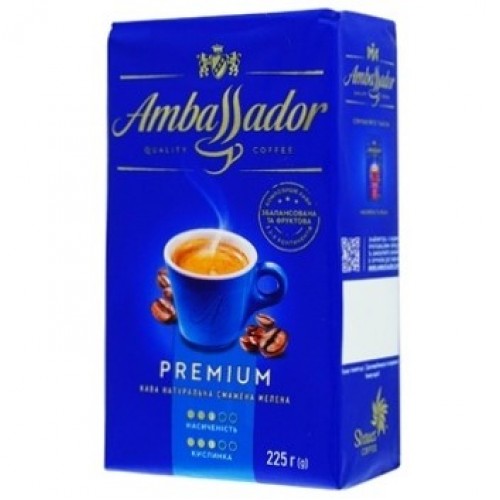 Кава натуральна смажена мелена «Premium», 225 г ТМ «Ambassador»