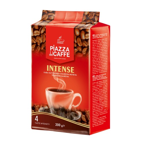 Кава натуральна смажена мелена «Intense», 200 г ТМ «Piazza del Caffe»