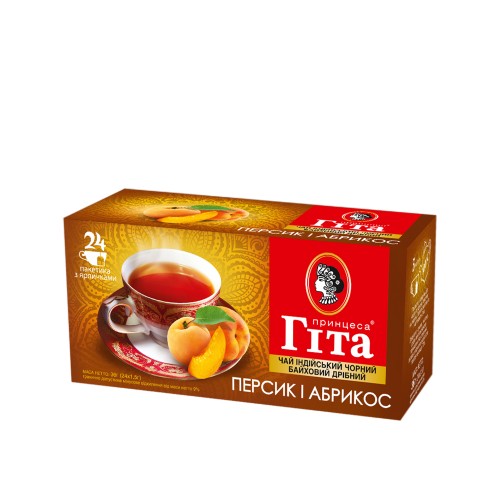 Чай чорний  з ароматом персика та абрикосу в пакетиках 24 шт Принцеса Гіта