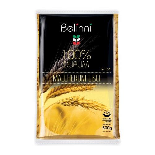 Макарони з твердих сортів пшениці Ріжки звичайні гладенькі Belinni 500 г