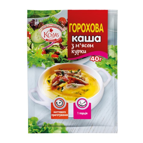 Каша горохова з м’ясом курки миттєвого приготування Козуб продукт 40 г