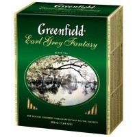 Чай черный байховый с ароматом бергамота 100 пакетиков Earl Grey Fantasy Greenfield 200 г