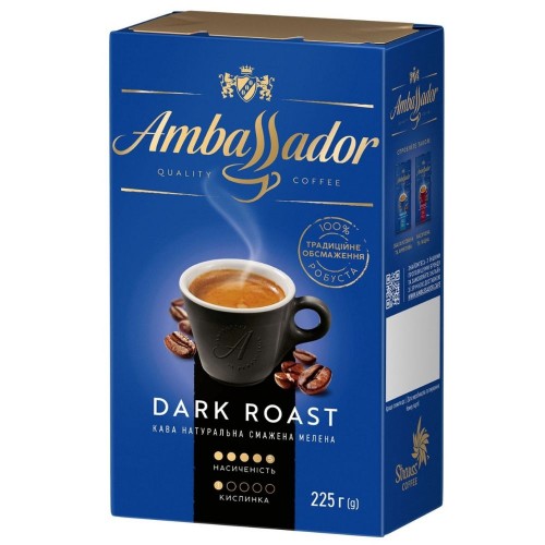 Кофе натуральный жареный молотый Dark Roast Ambassador 225 г