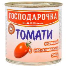 Томати очищені в томатному соку ж/б Господарочка 390 г