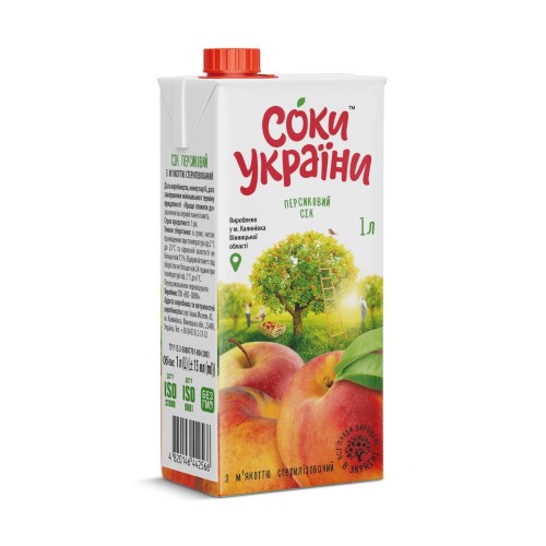 Сік персиковий з м'якоттю Соки України 1 л
