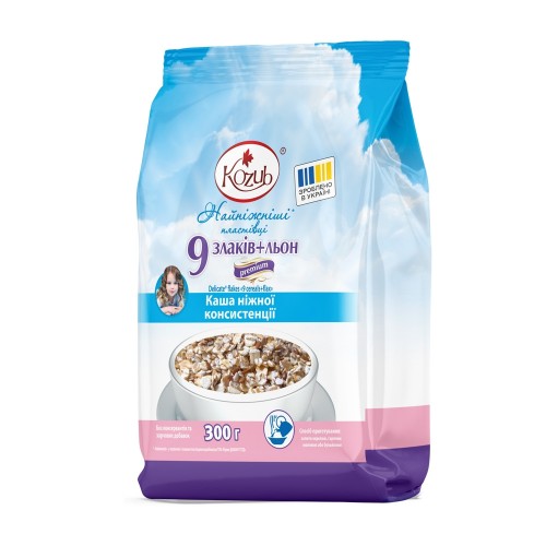Пластівці Найніжніші* 9 злаків+льон Premium Kozub 300 г