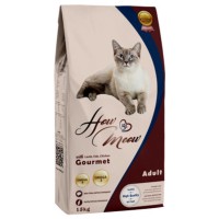 Повнораціонний корм для дорослих котів How Meow Adult Gourmet 15 кг (ягня, курка, риба)