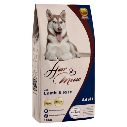 Повнораціонний корм для дорослих собак How Meow Dog Adult з ягням та рисом 15 кг