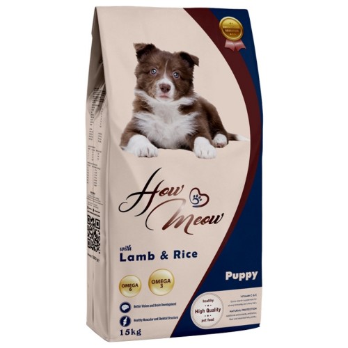 Повнораціонний корм для щенят How Meow Puppy з ягням та рисом 15 кг