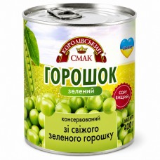 Горошок зелений консервований стерелізований ж/б Королівський смак 420 г Горошок зелений консервований стерелізований ж/б Королівський смак 420 г
