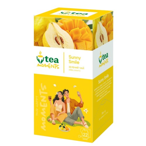 Чай зелений ароматизований з додаванням рослинної сировини Сонячна усмішка Tea Moments 22 сашети