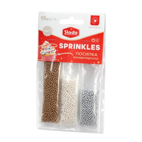 Посипка в стіках №63 кругла мікс металізована Slado 15 г