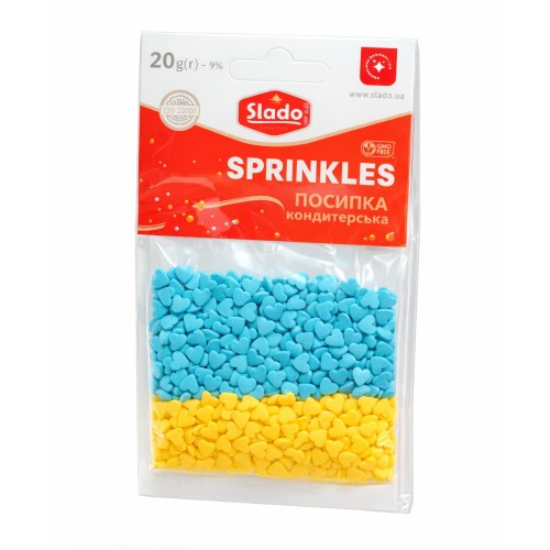 Посипка в стіках фігурна патріотична Сердечка Slado 20 г