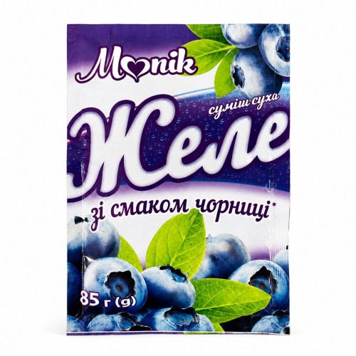 Желе зі смаком чорниці Monik 85 г Желе зі смаком чорниці Monik 85 г